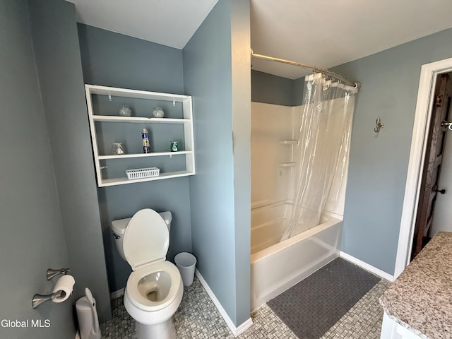 74 Park St, Gloversville, NY 12078 - bathroom with shower / bath combo with shower curtain and tile patterned flooring