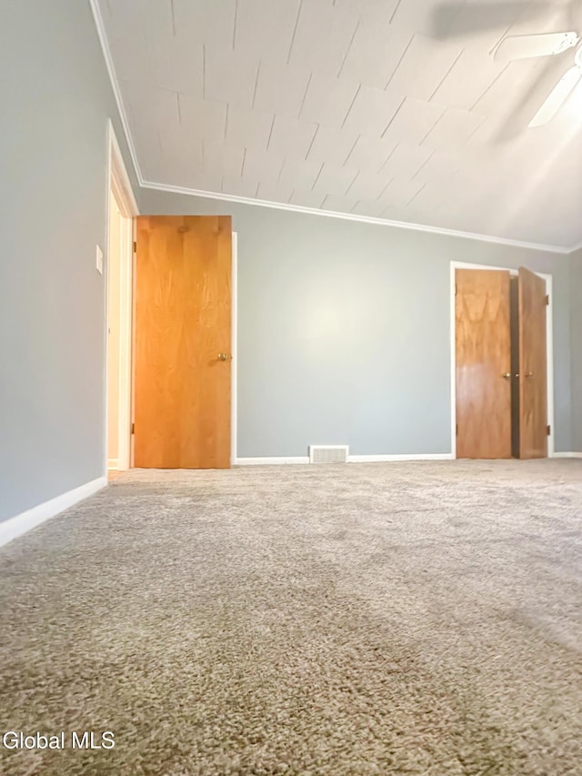 32 Abeling St, Canajoharie, NY 13317 - empty room featuring ornamental molding, carpet floors, and a ceiling fan