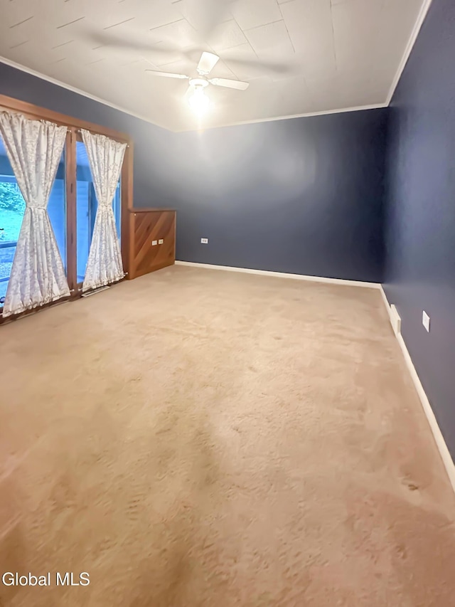 32 Abeling St, Canajoharie, NY 13317 - carpeted empty room with a ceiling fan and ornamental molding