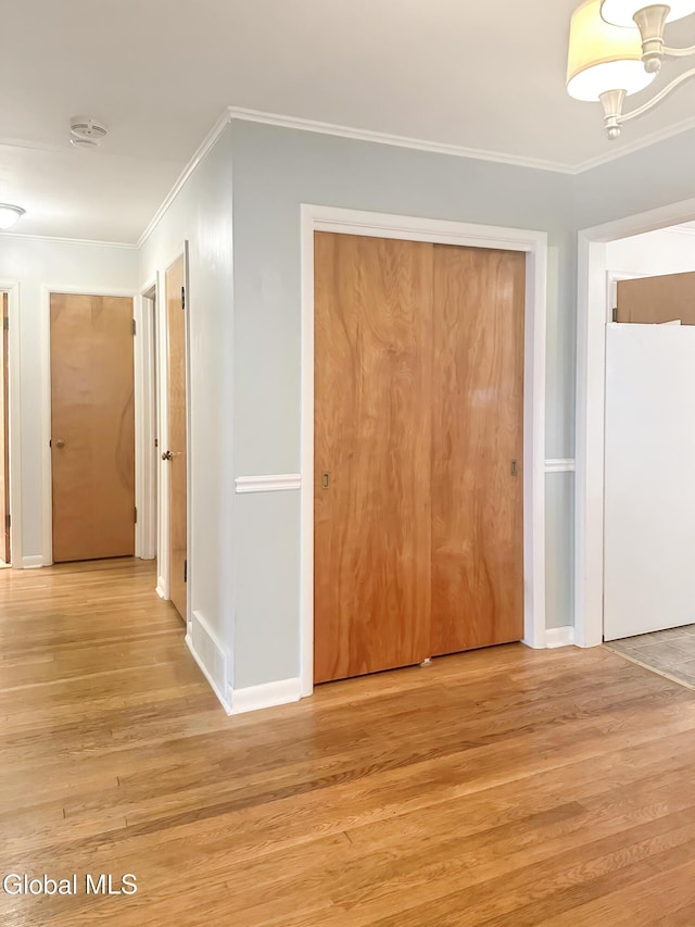 32 Abeling St, Canajoharie, NY 13317 - hall with light wood-type flooring and ornamental molding