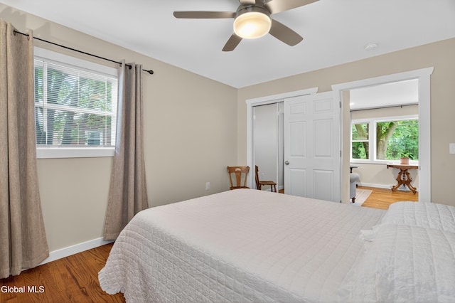 55 Crescent Ave, Saratoga Springs, NY 12866 - bedroom featuring wood finished floors, a closet, and ceiling fan