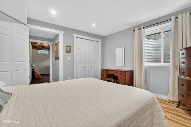 55 Crescent Ave, Saratoga Springs, NY 12866 - bedroom with light wood-style floors, recessed lighting, and a closet