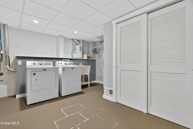 55 Crescent Ave, Saratoga Springs, NY 12866 - laundry area with washing machine and clothes dryer and recessed lighting