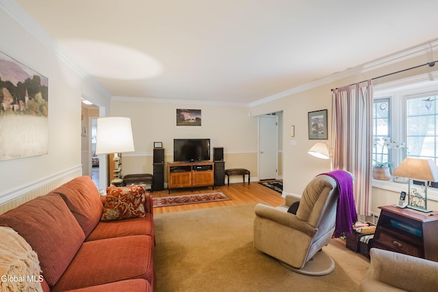 19 Drawbridge Dr, Guilderland, NY 12203 - living room featuring ornamental molding and wood finished floors