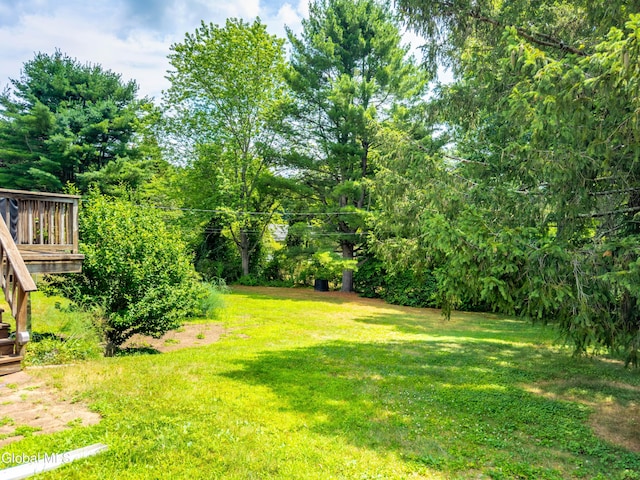 19 Drawbridge Dr, Guilderland, NY 12203 - view of grassy yard with a wooden deck