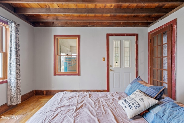 34 Old New Salem Rd, New Scotland, NY 12186 - bedroom with a wooden ceiling with exposed beams and hardwood / wood-style floors