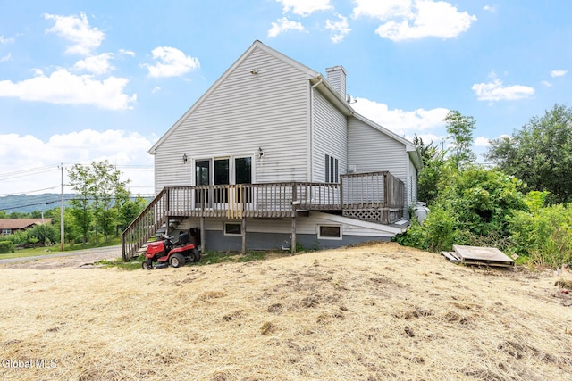 34 Old New Salem Rd, New Scotland, NY 12186 - back of house with a deck, stairway, and a chimney