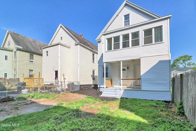 421 Summit Ave, Schenectady, NY 12307 - back of property featuring a fenced backyard and a porch
