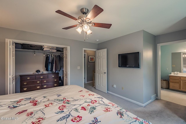 54 S Whitney Rd, Stillwater, NY 12866 - bedroom featuring a closet, carpet flooring, and ceiling fan