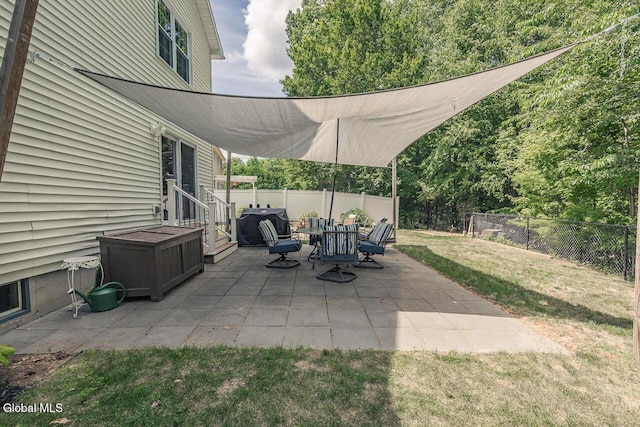 54 S Whitney Rd, Stillwater, NY 12866 - fenced backyard featuring entry steps, grilling area, and a patio area