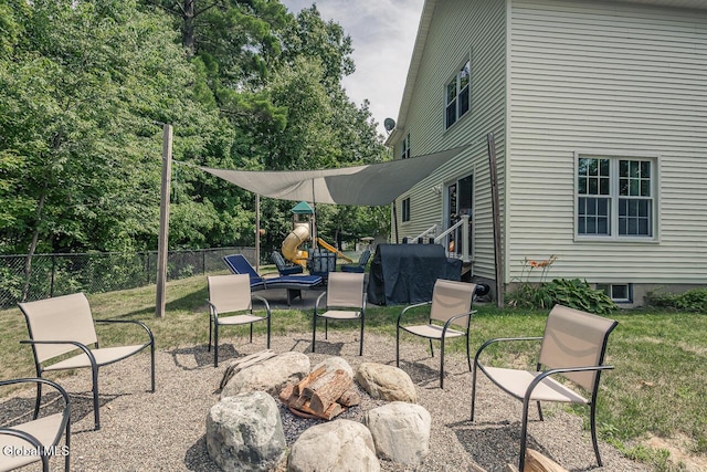54 S Whitney Rd, Stillwater, NY 12866 - view of patio with a playground and area for grilling