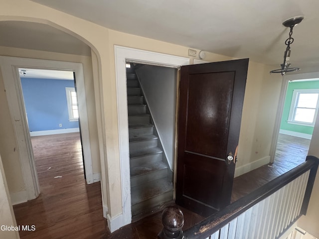 261 Altamont Ave, Schenectady, NY 12304 - stairway with wood finished floors and arched walkways