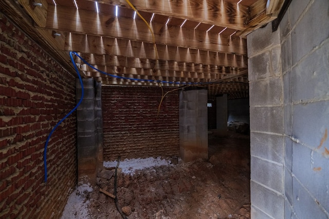 wine room with brick wall