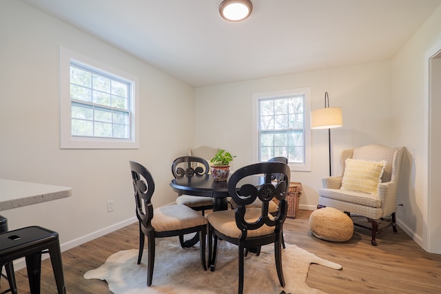 dining room with plenty of natural light and hardwood / wood-style floors