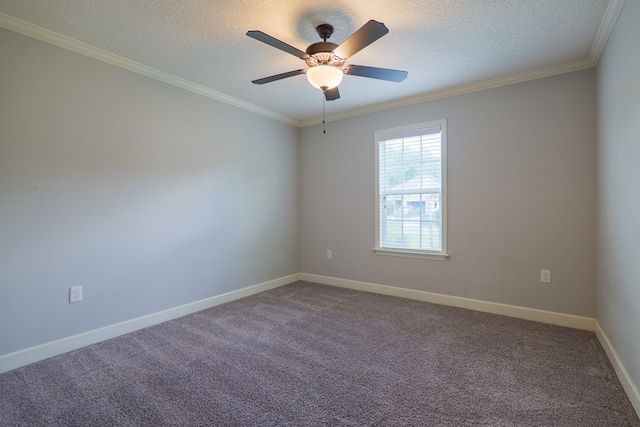 3982 Karaline Cir, Valdosta, GA 31605 - carpeted spare room with ceiling fan, a textured ceiling, and ornamental molding
