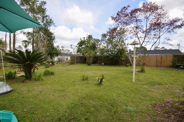 view of yard featuring a fenced backyard