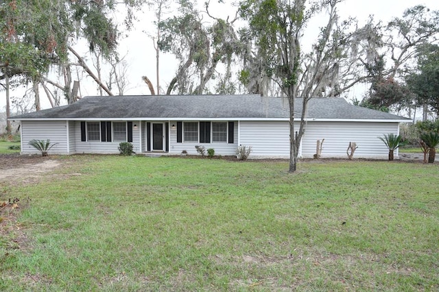 ranch-style home with a front yard