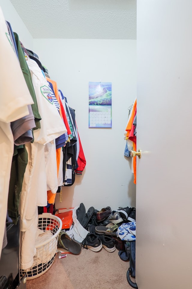 walk in closet featuring carpet