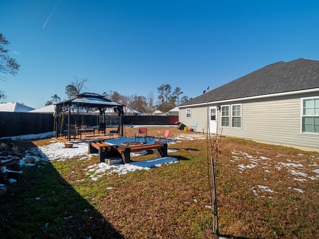 view of yard with a gazebo