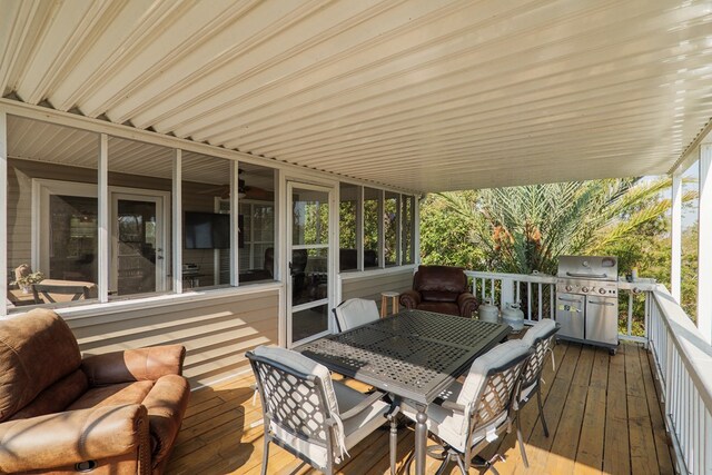 deck featuring an outdoor living space