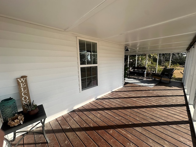 deck featuring a porch