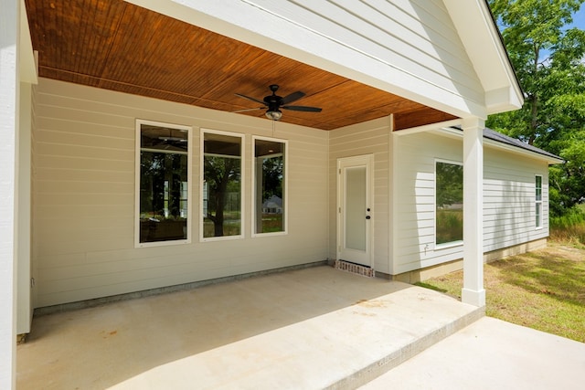 view of patio / terrace featuring ceiling fan