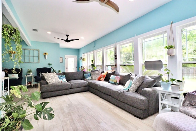 3342 Norton Pl, Valdosta, GA 31605 - living room featuring ceiling fan, light wood-type flooring, and recessed lighting