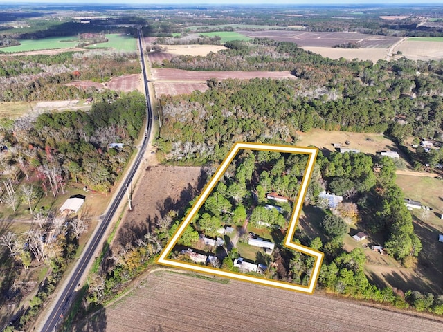 aerial view with a rural view