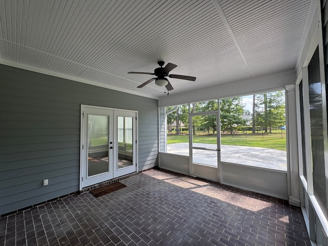 5029 Falling Spgs, Valdosta, GA 31602 - unfurnished sunroom with french doors and a ceiling fan