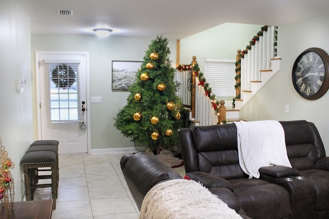 view of tiled living room