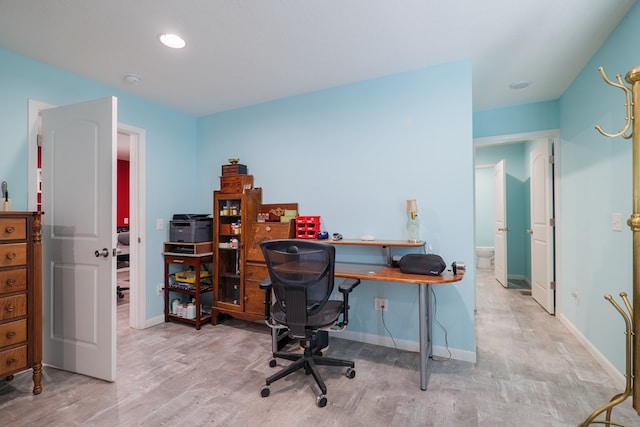 office space featuring light hardwood / wood-style flooring