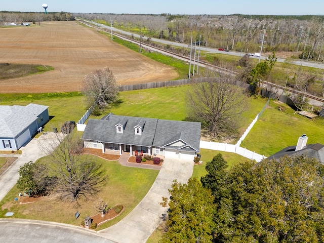 bird's eye view with a rural view