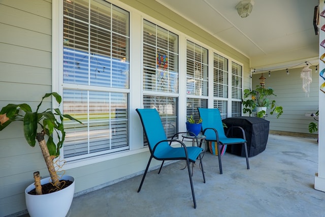 view of patio / terrace with a porch and area for grilling