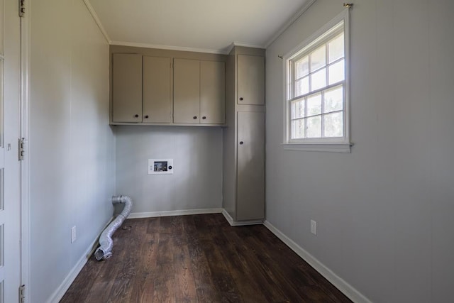2205 Briarcliff Dr, Valdosta, GA 31602 - clothes washing area with cabinet space, hookup for a washing machine, dark wood-type flooring, and baseboards