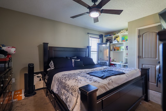 3908 Crusader Ct, Valdosta, GA 31605 - bedroom with carpet floors, ceiling fan, and a textured ceiling