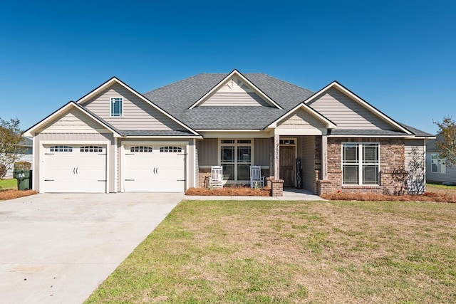 3908 Crusader Ct, Valdosta, GA 31605 - view of front of house featuring brick siding, roof with shingles, a porch, and a front yard