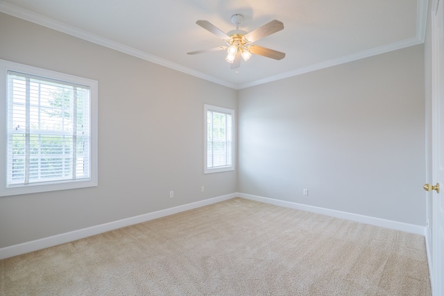 3532 Victoria Dr, Valdosta, GA 31602 - carpeted spare room with plenty of natural light, ornamental molding, and a ceiling fan