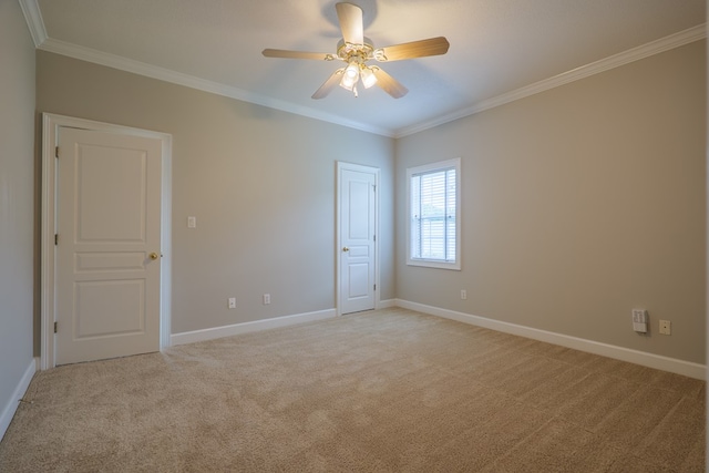 3532 Victoria Dr, Valdosta, GA 31602 - unfurnished room with crown molding, light carpet, and ceiling fan