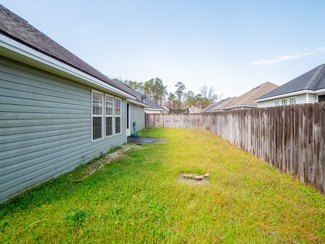 view of yard with a fenced backyard