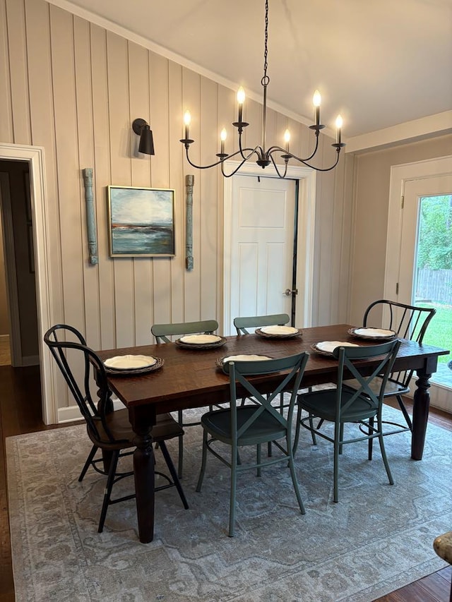 2406 Winding Way, Valdosta, GA 31602 - dining room featuring a chandelier, dark wood-style flooring, and ornamental molding