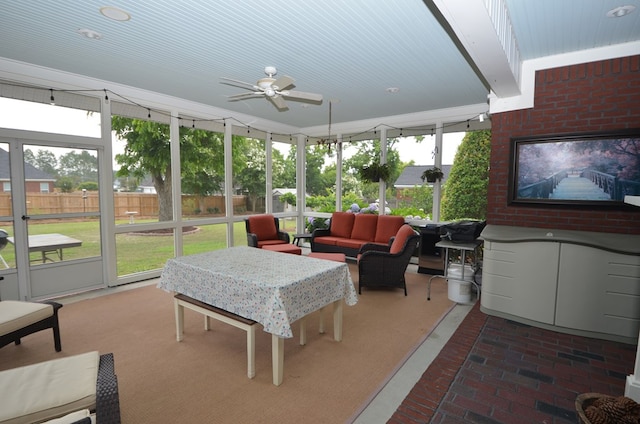 3854 Orchard Way, Valdosta, GA 31605 - sunroom with ceiling fan and an outdoor hangout area