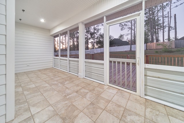 view of unfurnished sunroom