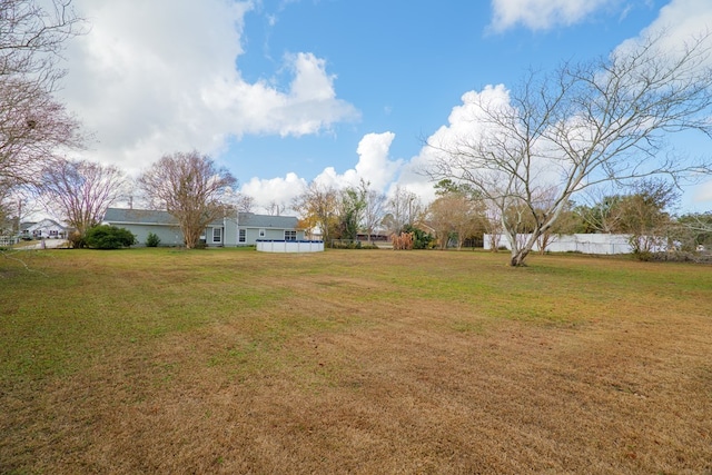 view of yard with a pool