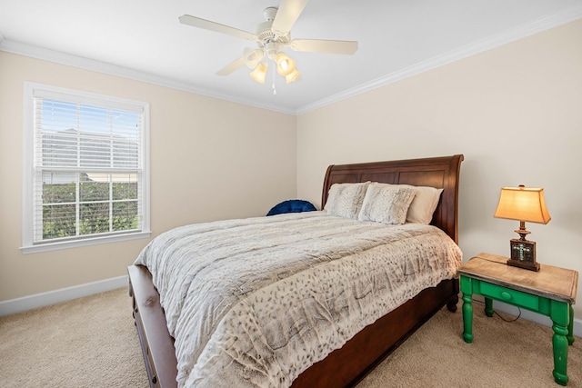 5221 Carys Brook Dr, Hahira, GA 31632 - bedroom with carpet flooring, crown molding, and a ceiling fan