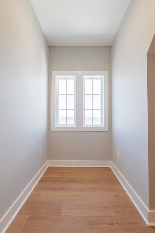 empty room with light wood-type flooring