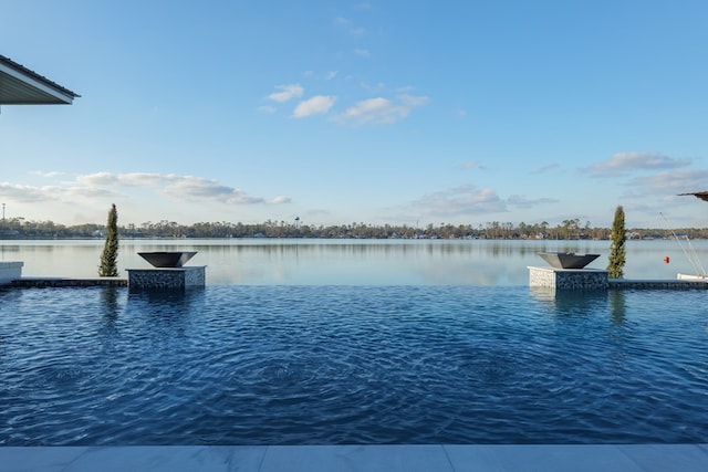 exterior space featuring a water view