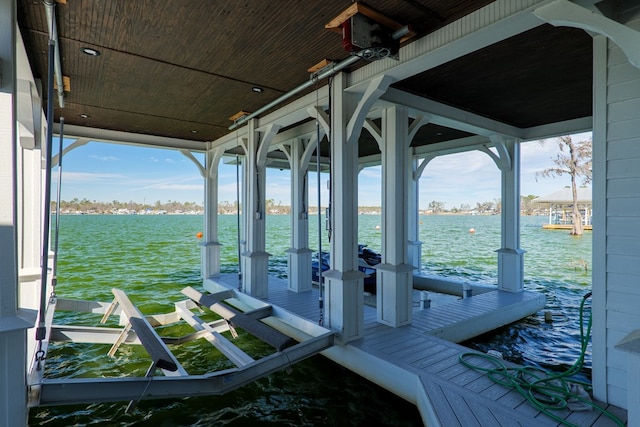 view of dock featuring a water view