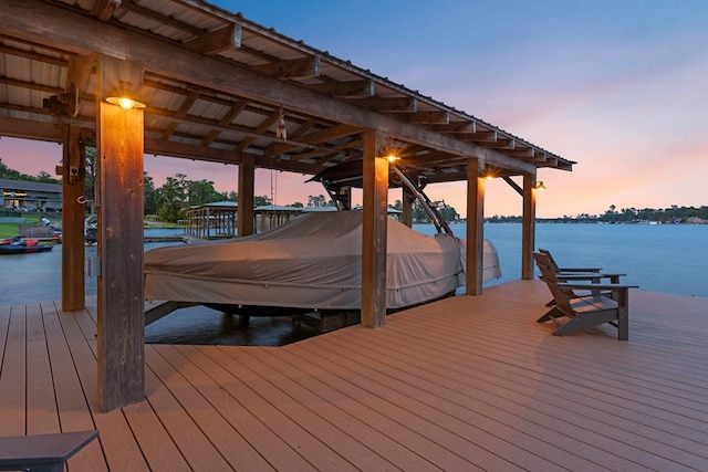 dock area featuring a water view