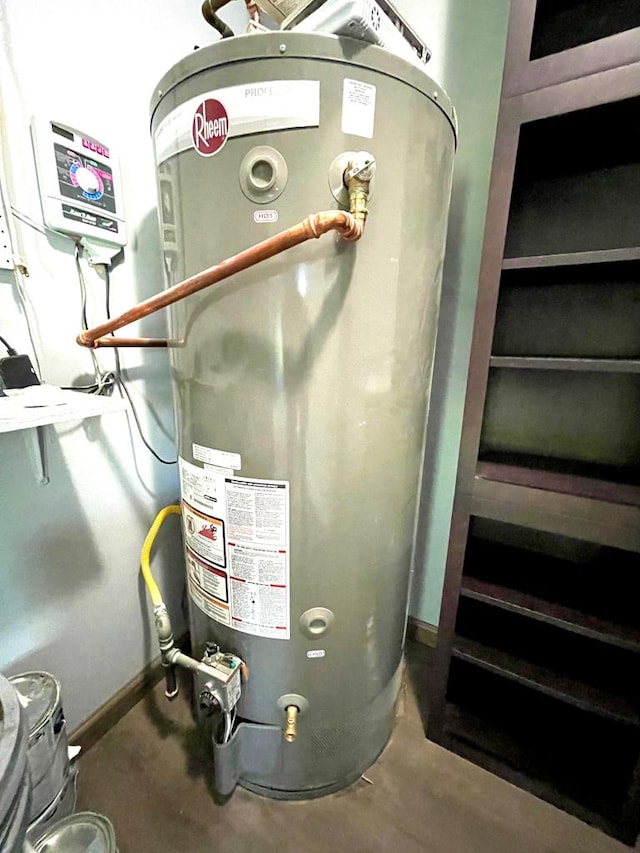 utility room with water heater