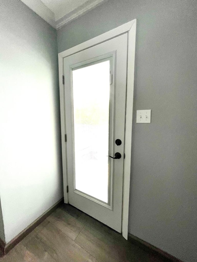 doorway to outside featuring light wood-type flooring